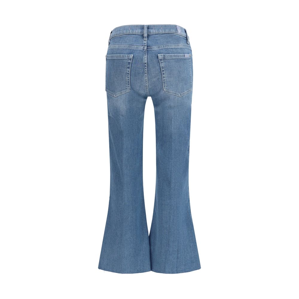 7FOR Blue Cotton Flared Jeans