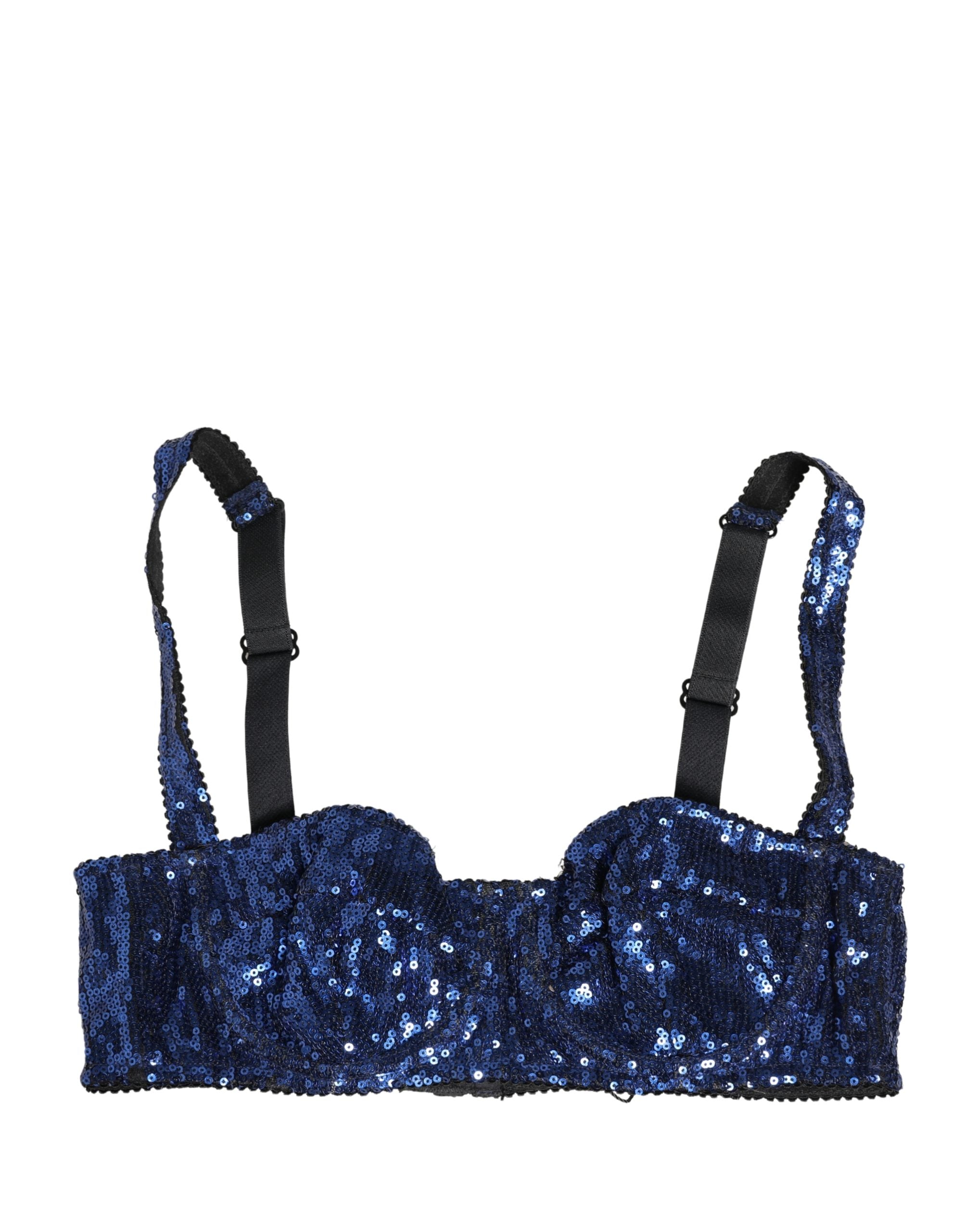 Dolce & Gabbana Blue Sequined Nyon Balconnet Bra Underwear
