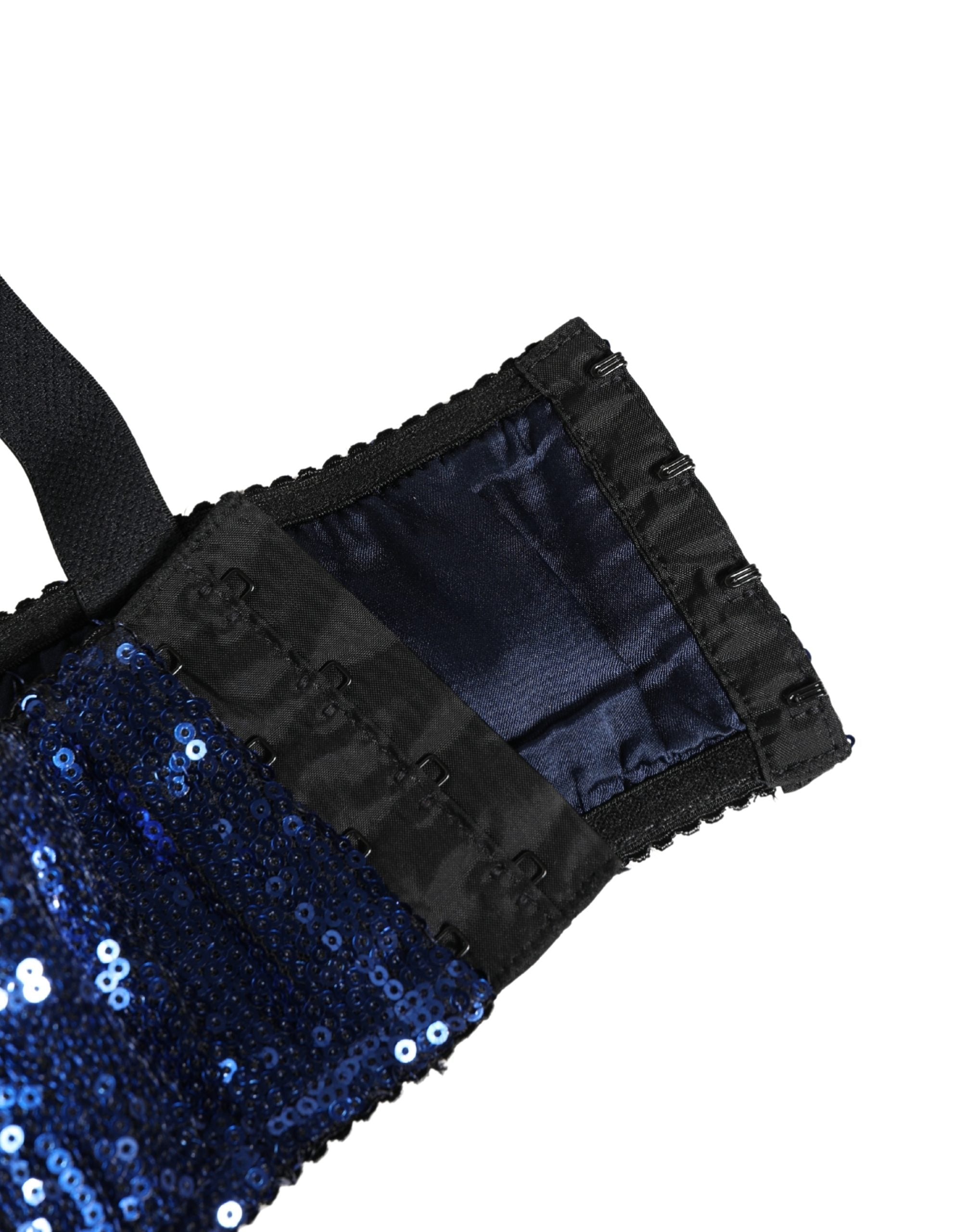Dolce & Gabbana Blue Sequined Nyon Balconnet Bra Underwear