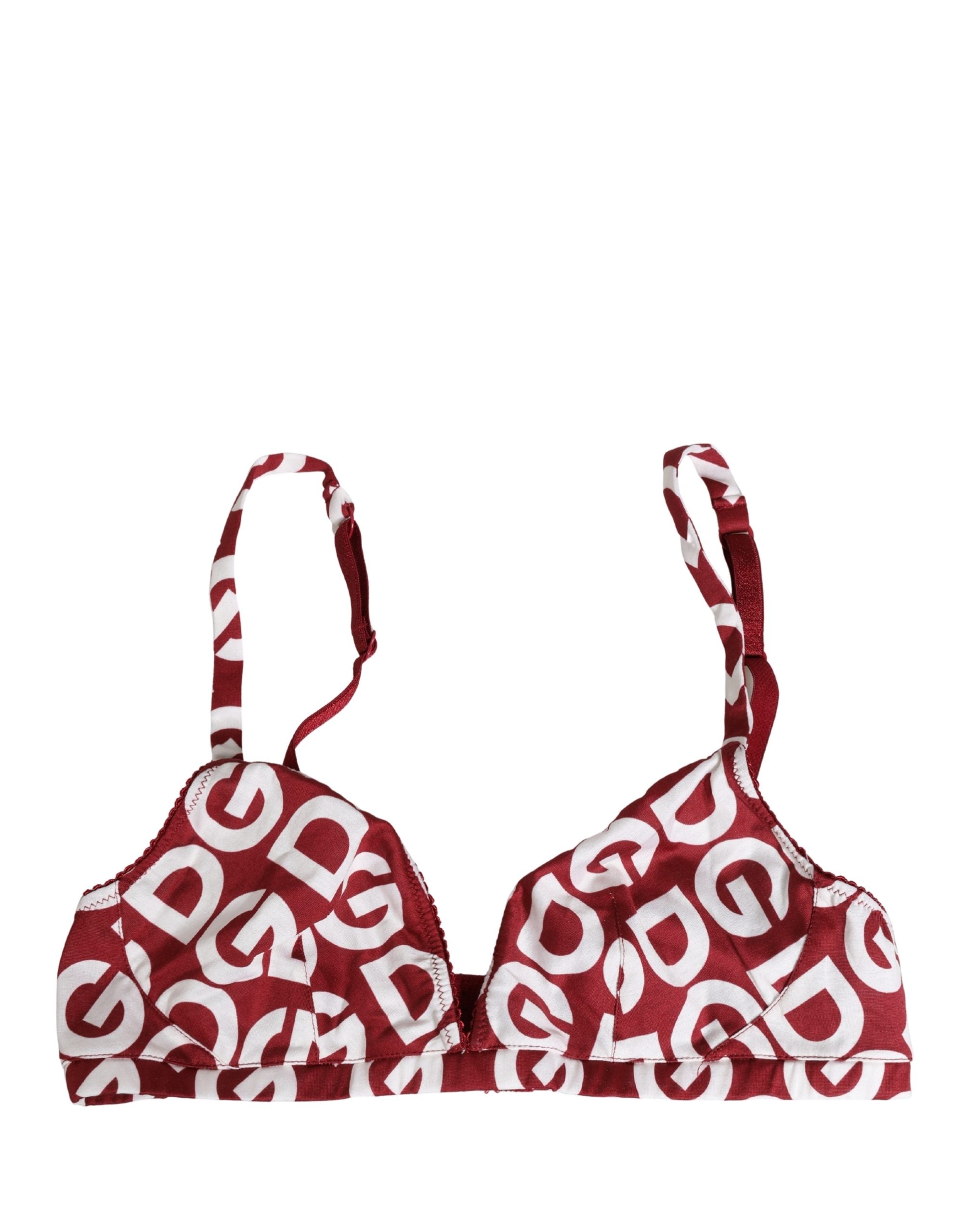 Dolce & Gabbana Red Logo Monogram Cotton Soft Cup Bra Underwear
