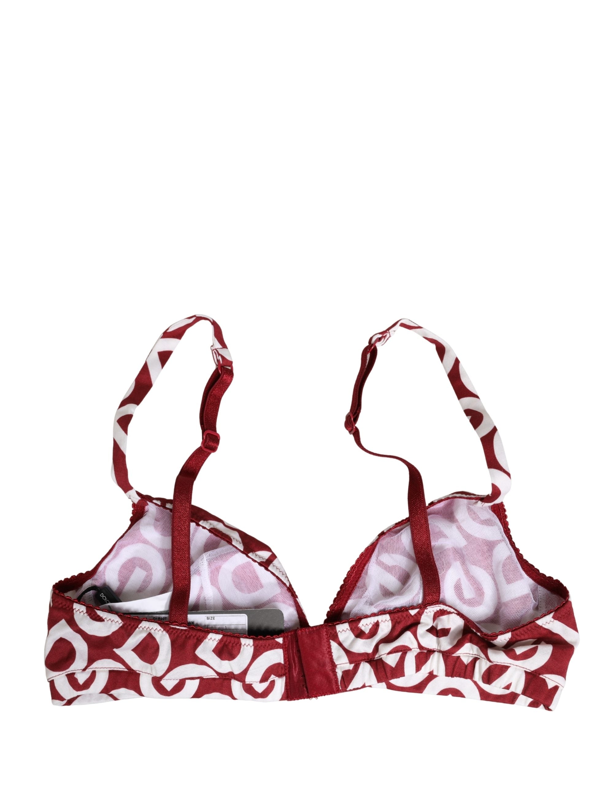 Dolce & Gabbana Red Logo Monogram Cotton Soft Cup Bra Underwear