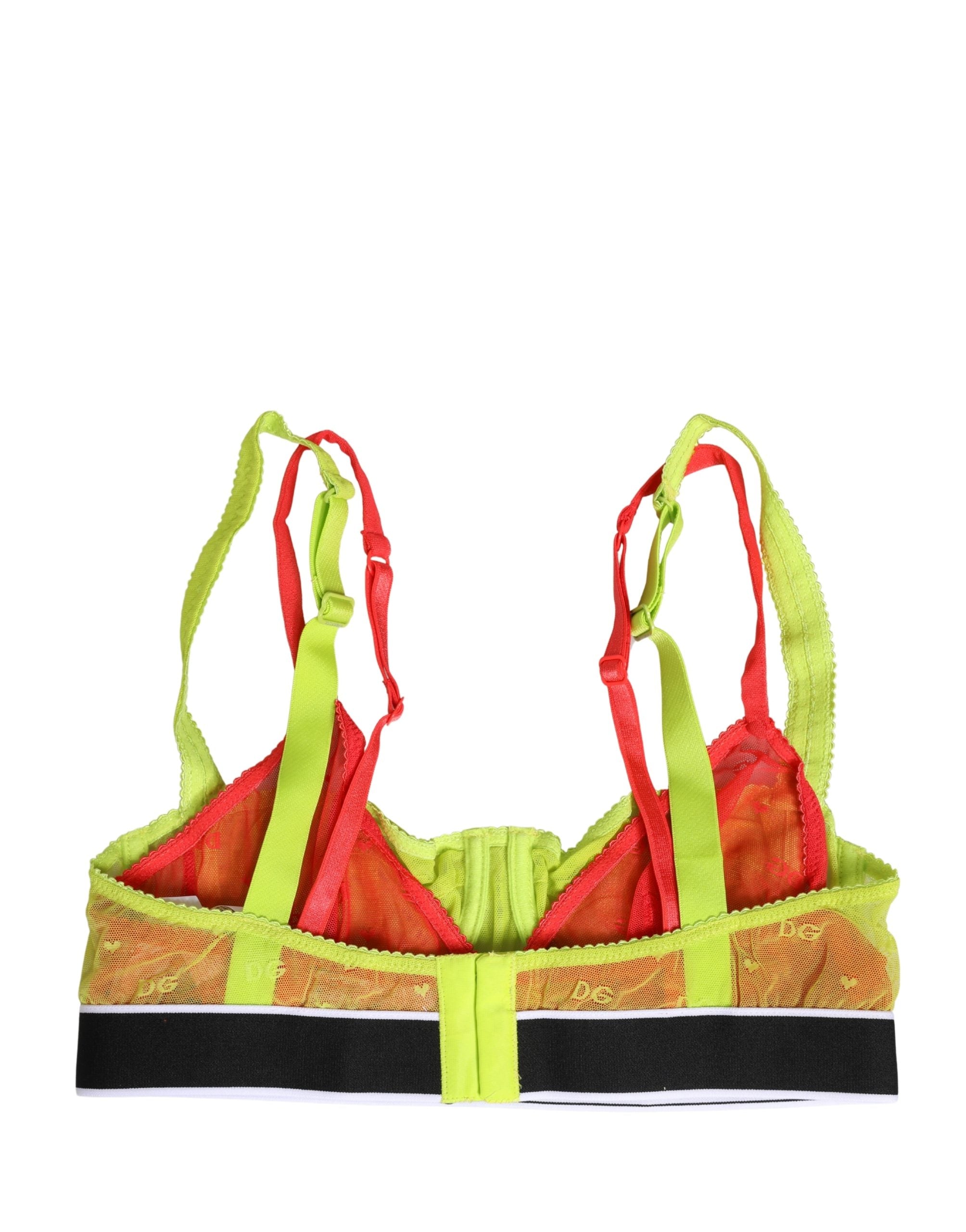 Dolce & Gabbana Yellow Nylon Layered Lace Balconnet Bra Underwear