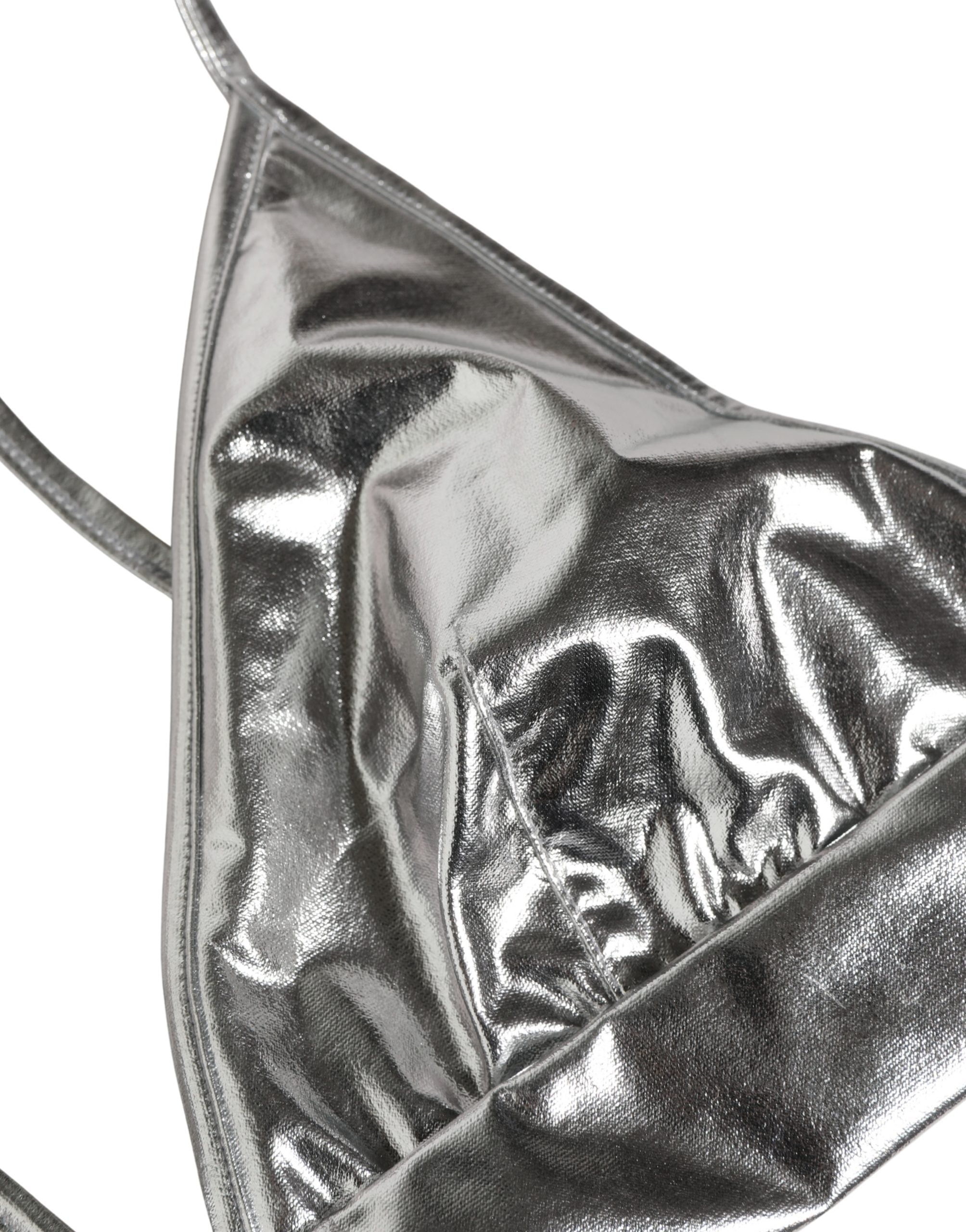 Dolce & Gabbana Metallic Silver Sleeveless Bustier Cropped Top