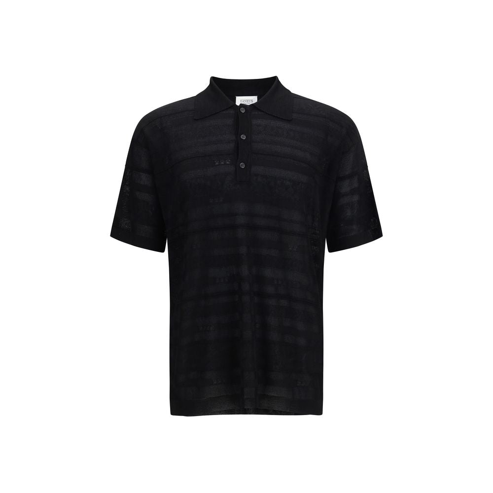 Laneus Black Cotton Polo Shirt
