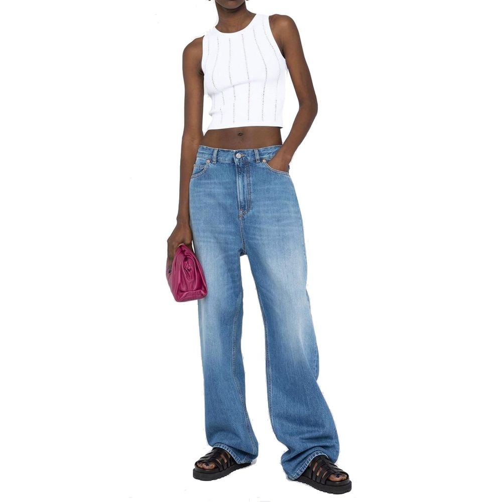 Valentino Garavani Blue Cotton High-Waisted Jean