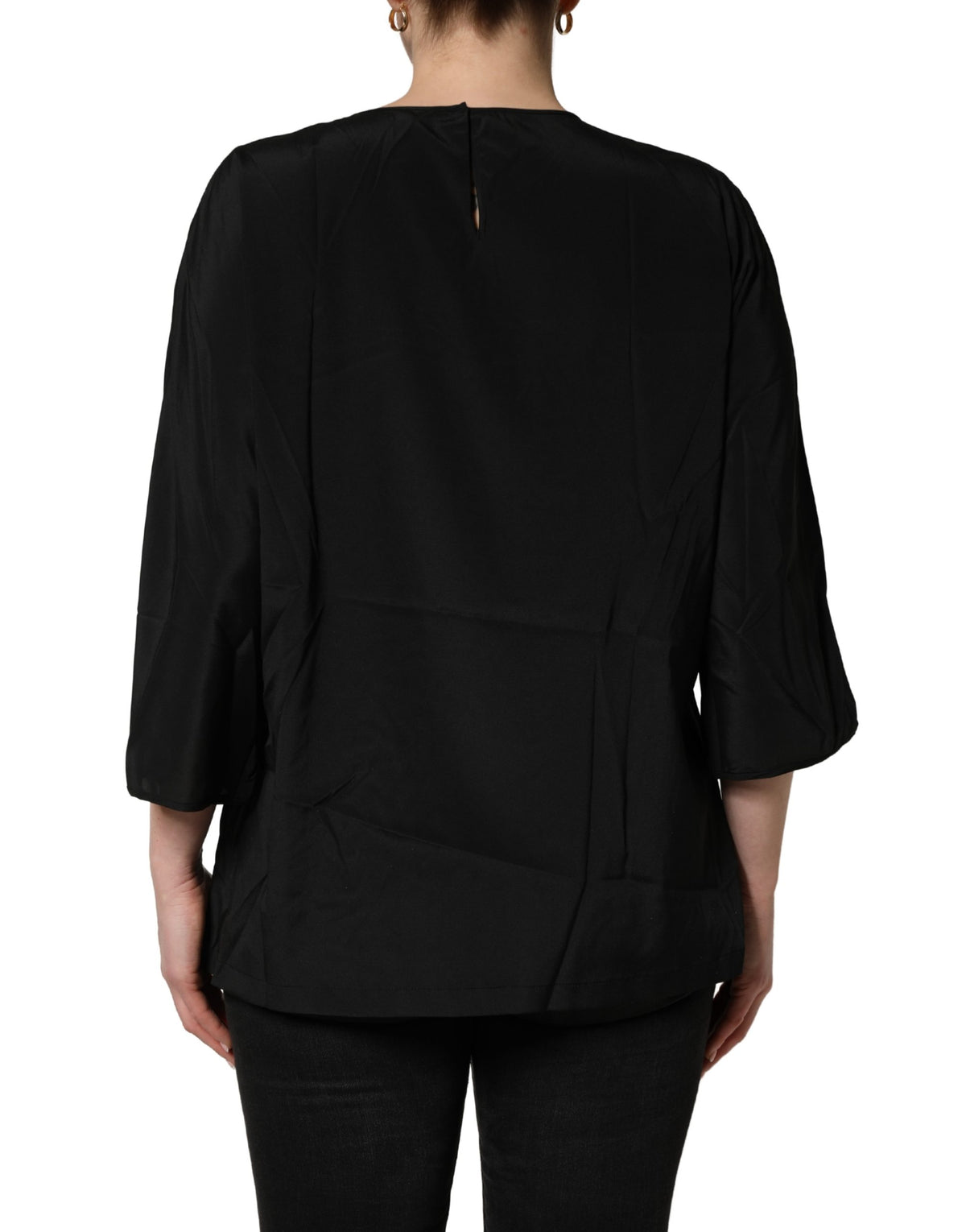 Dolce & Gabbana Black #dgfamily Silk Blouse Top