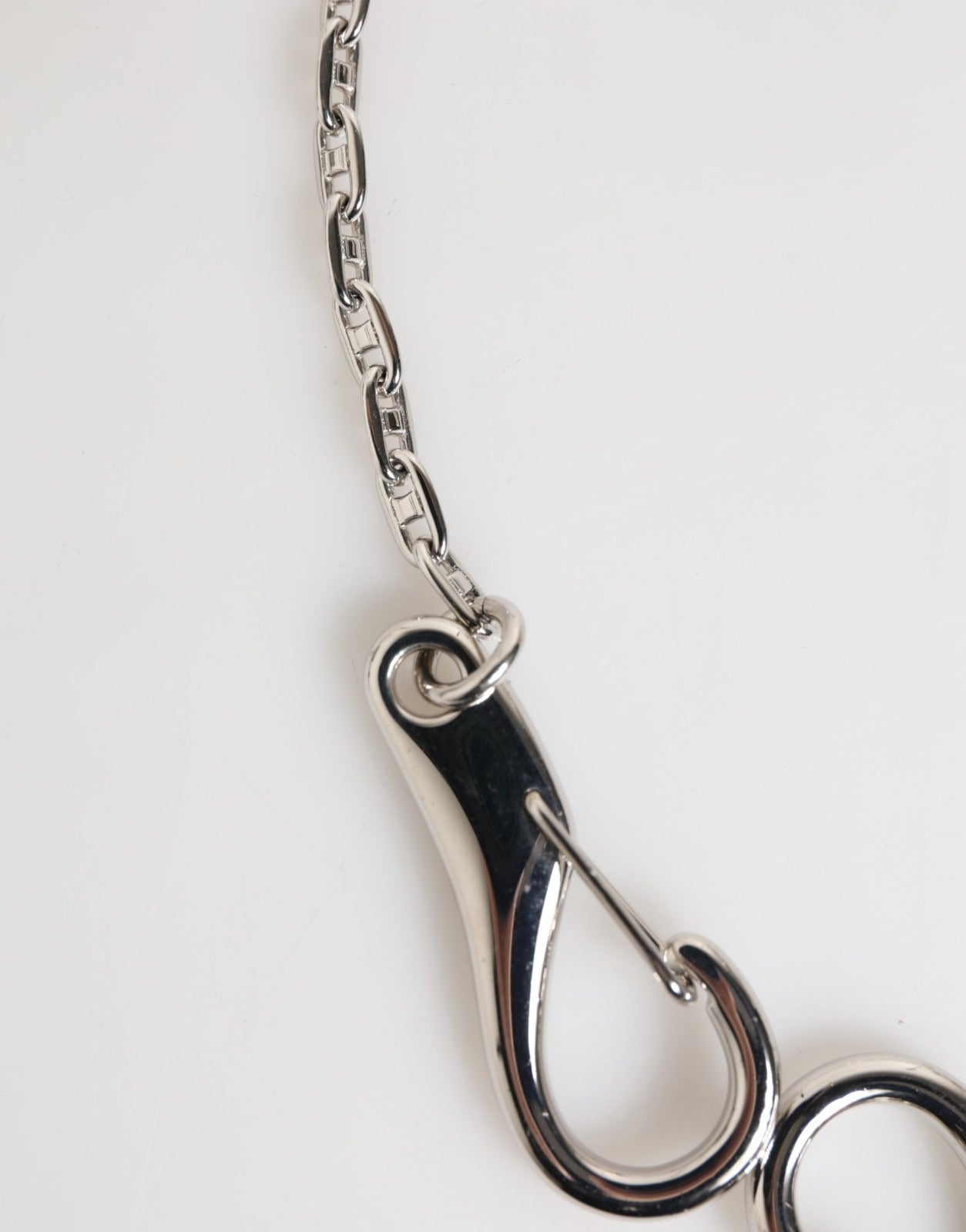 Dolce & Gabbana Silver Tone DG Logo Keychain Key Holder Bag Charm Keyring