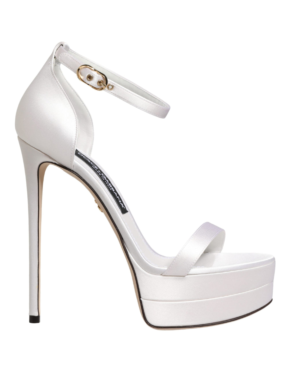 Dolce & Gabbana White Platform Ankle Strap Sandals Shoes
