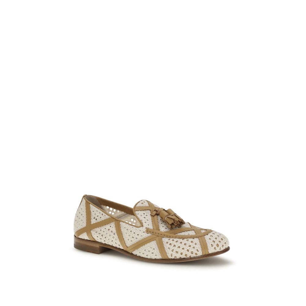 Fratelli Rossetti Beige Linen Slip-On Loafers