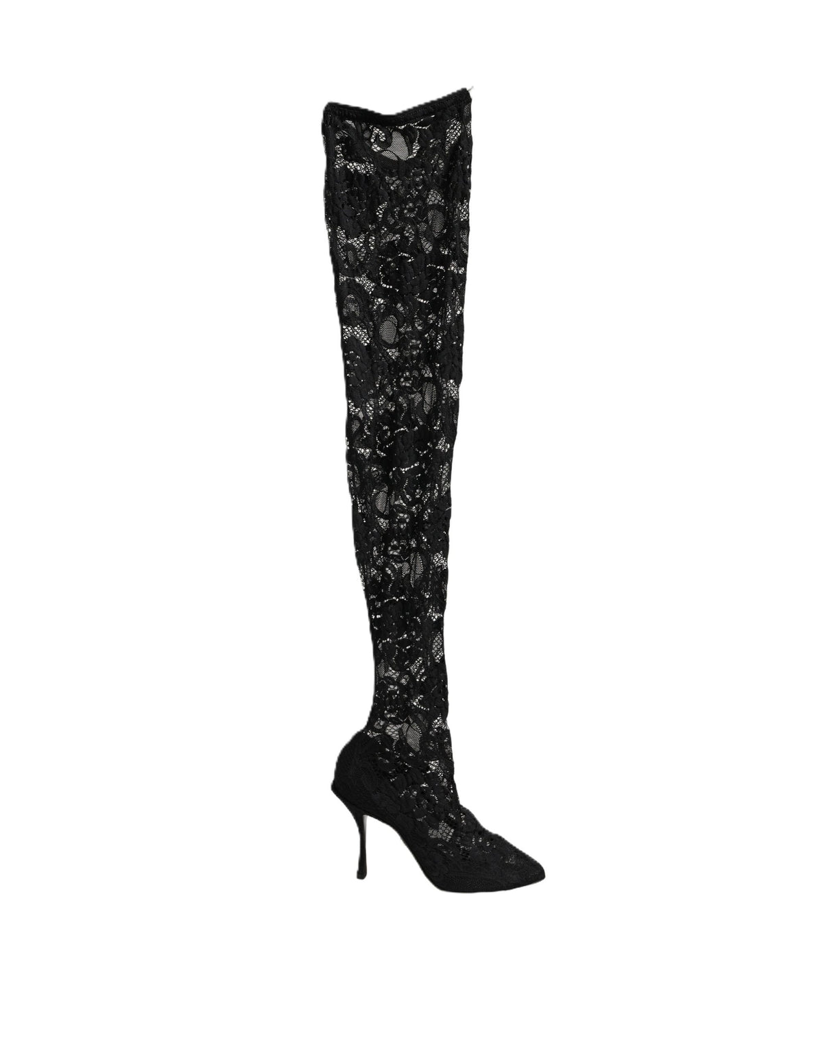 Dolce & Gabbana Black Taormina Lace Socks Boots Pumps Shoes