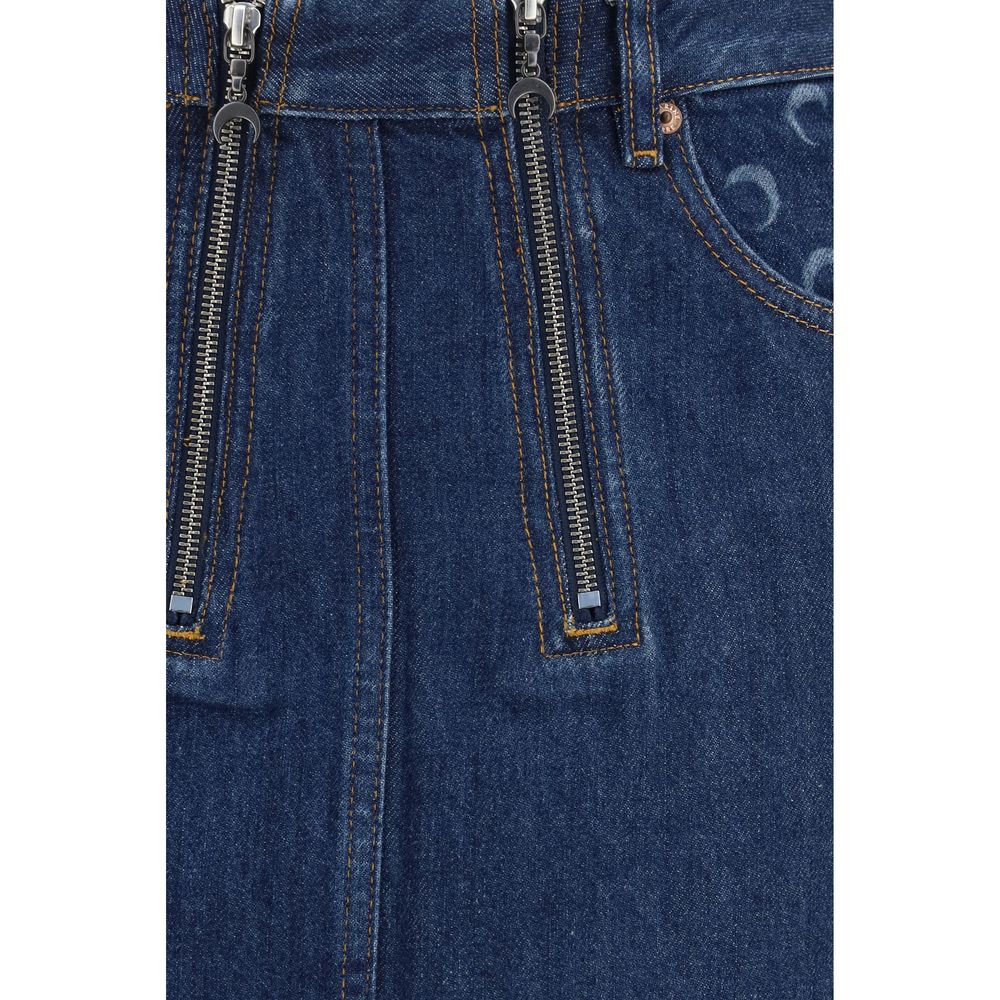 Marine Serre Blue Cotton Mini Skirt