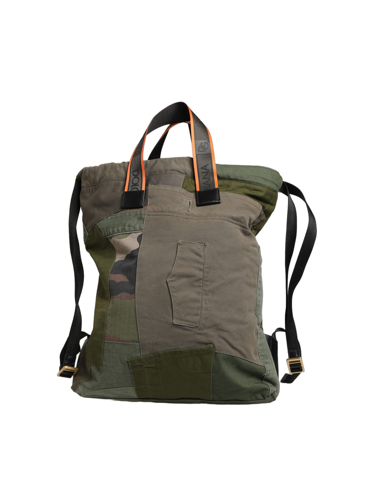 Dolce & Gabbana Military Green Patchwork Rucksack Backpack Borse Men Bag