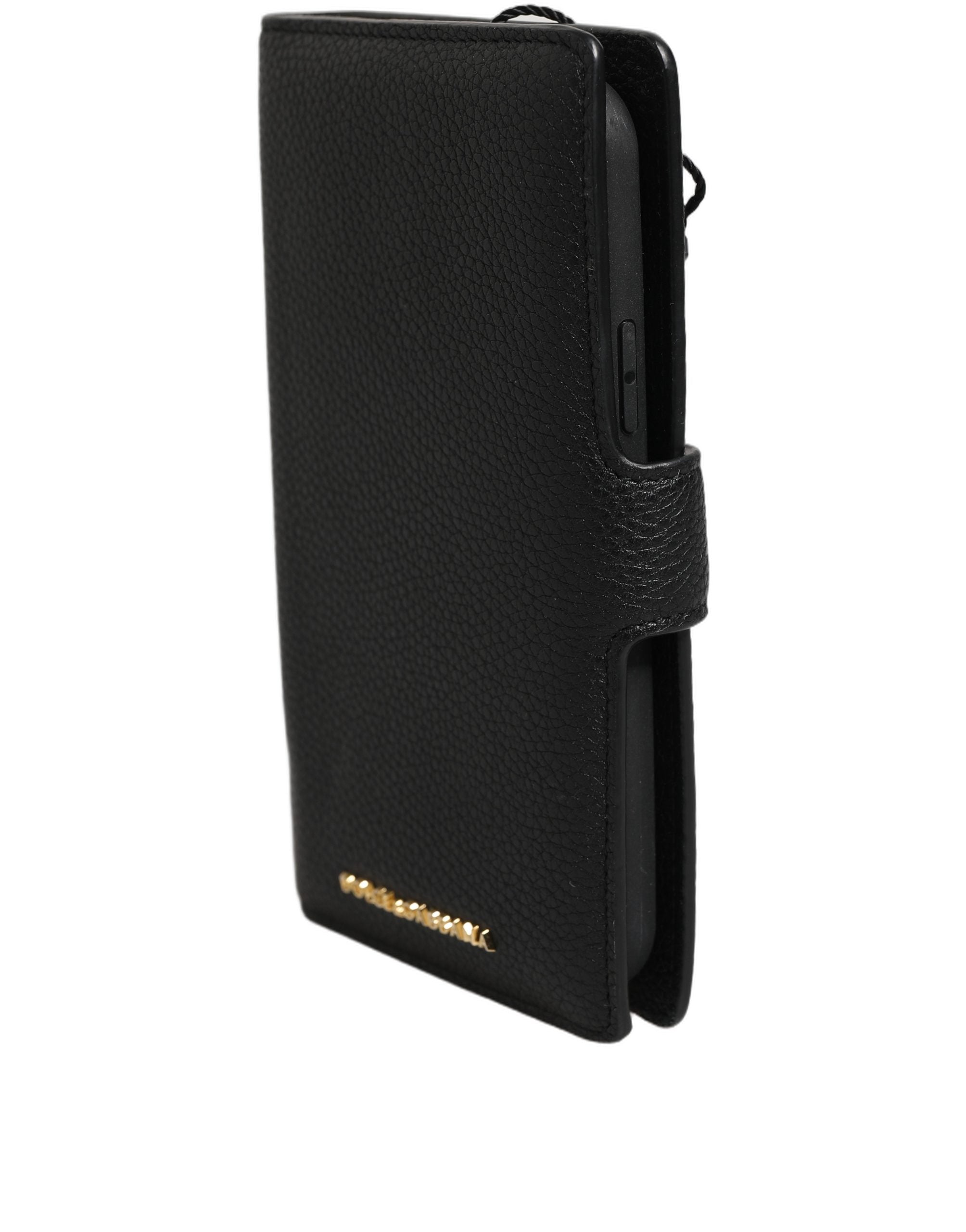Dolce & Gabbana Case Flip Cover Black Calf Leather iPhone11 PRO Phone