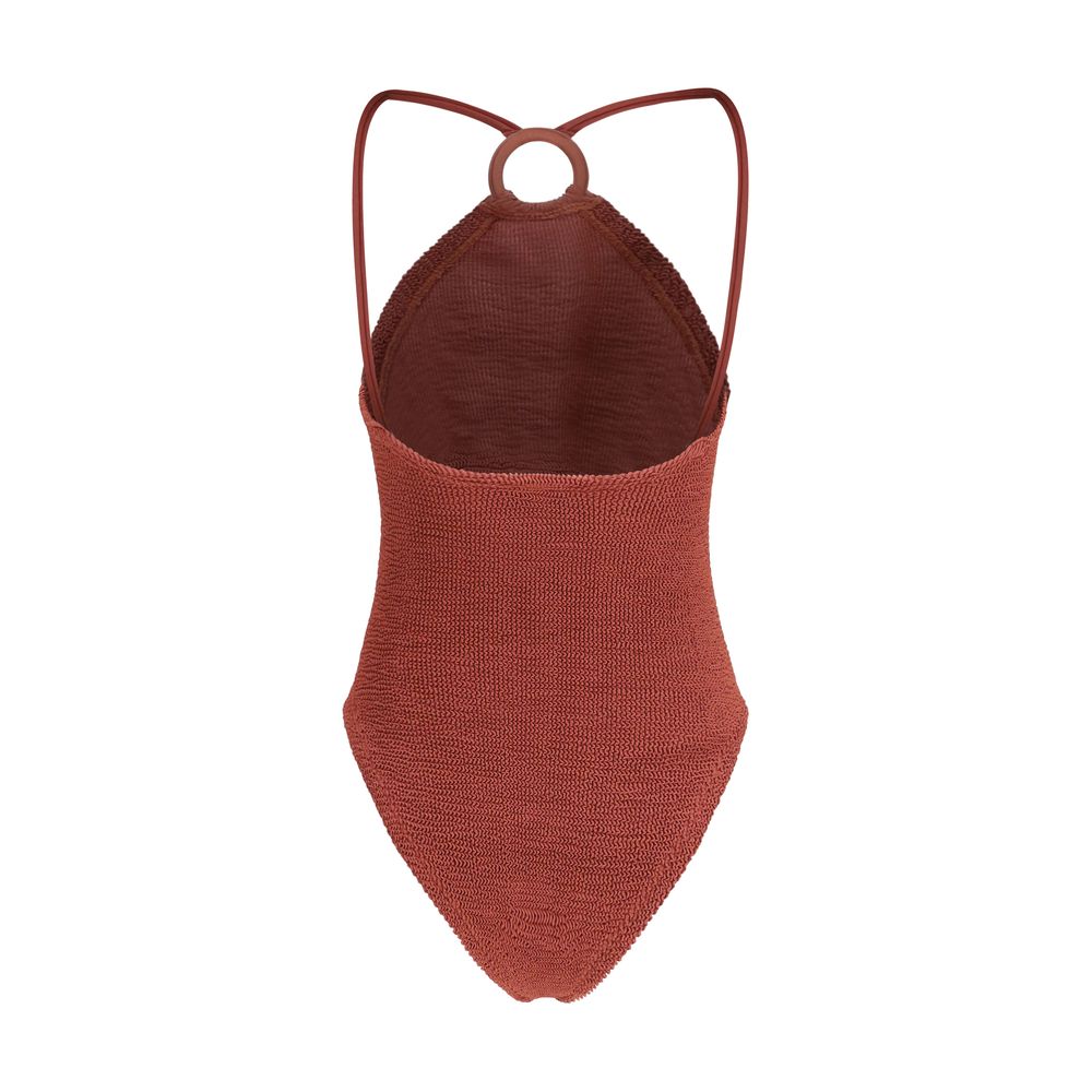 Hunza G Red Polyamide One-Piece Swimsuit