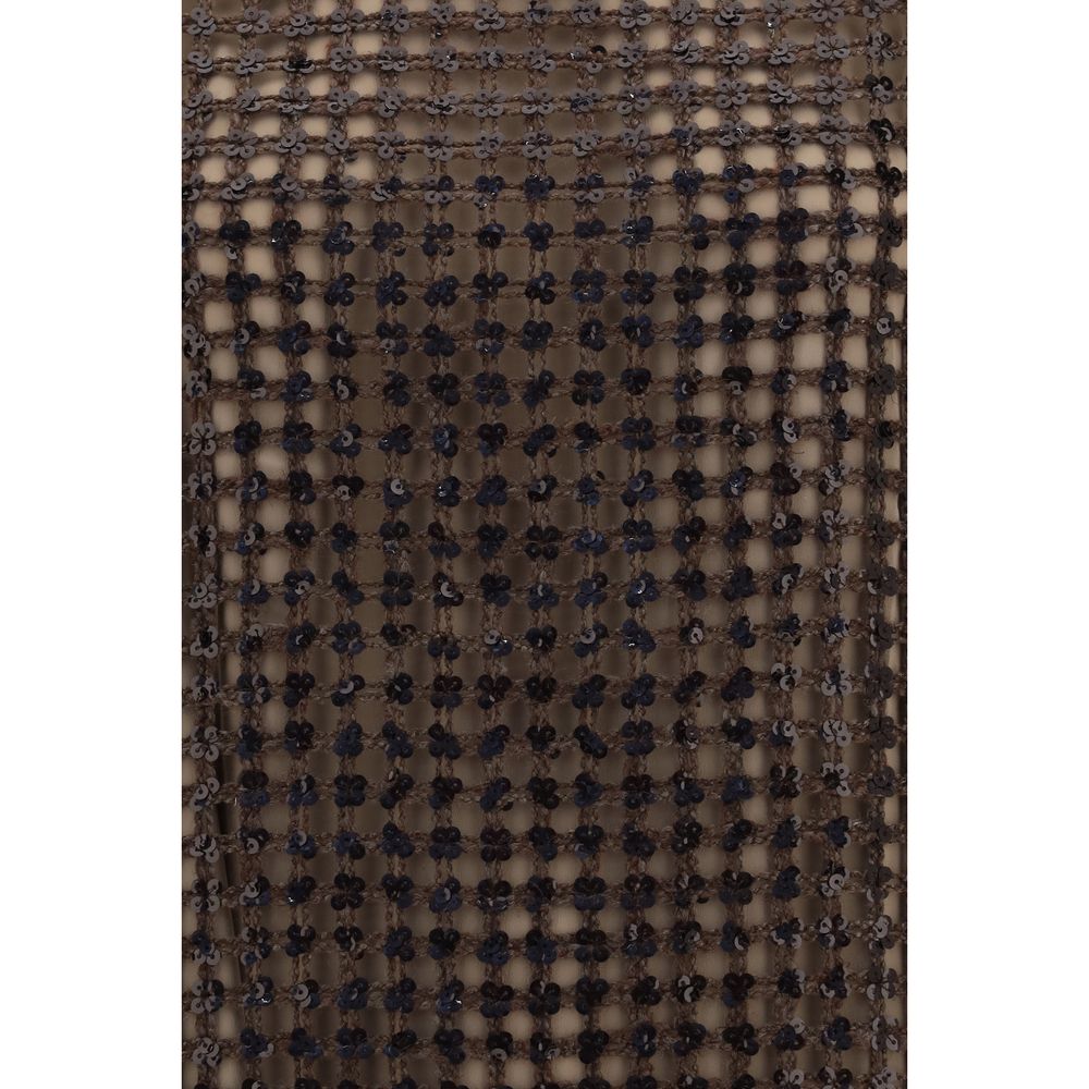 Brunello Cucinelli Brown Silk Cocktail Dress