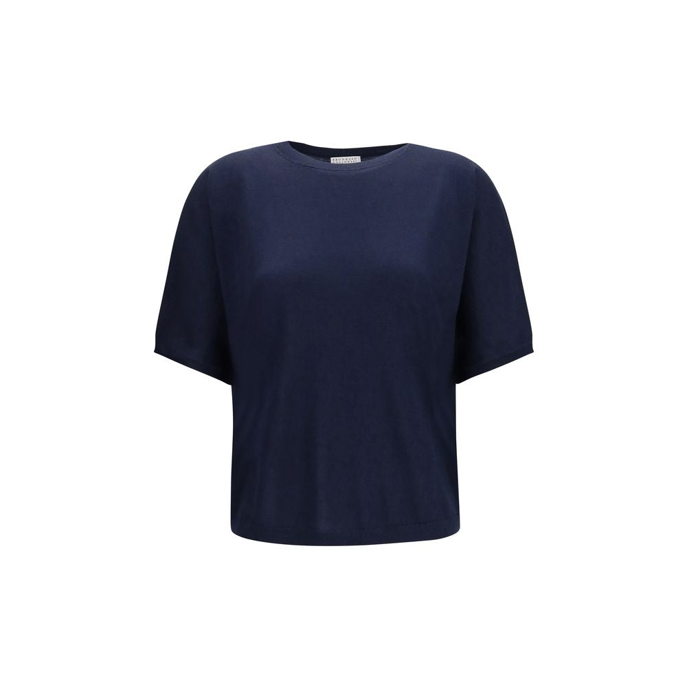 Brunello Cucinelli Blue Cashmere Sleeveles Sweater