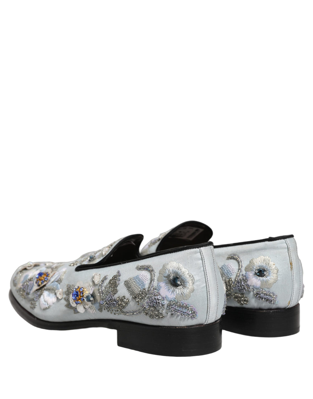 Dolce & Gabbana White Floral Embellished Men Loafers Shoes