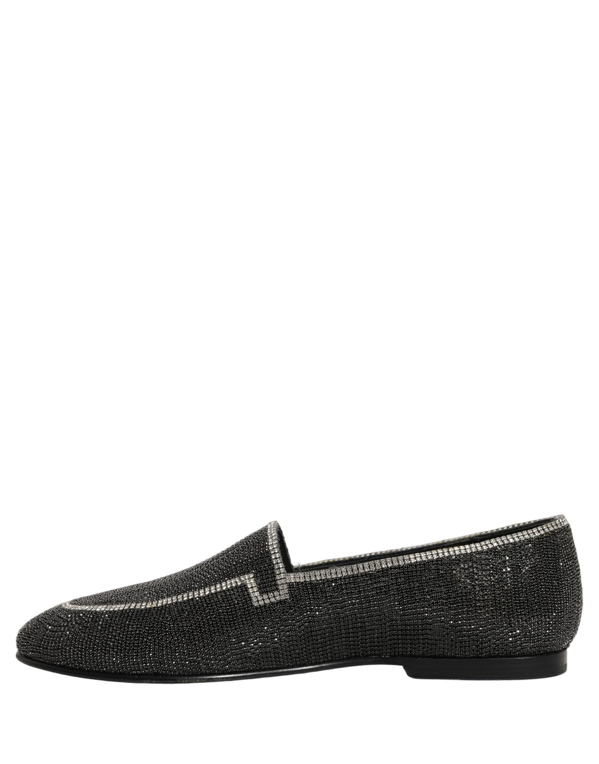 Dolce & Gabbana Black Crystal Embellished Men Loafers Shoes