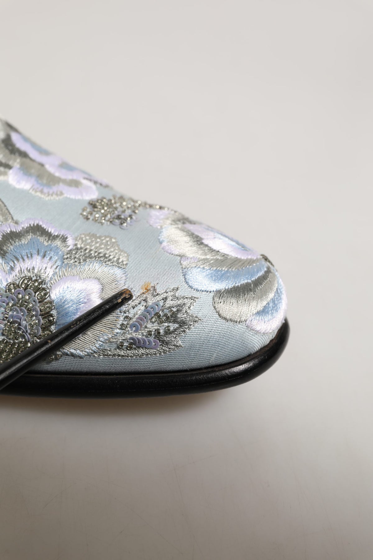Dolce & Gabbana White Floral Embellished Men Loafers Shoes