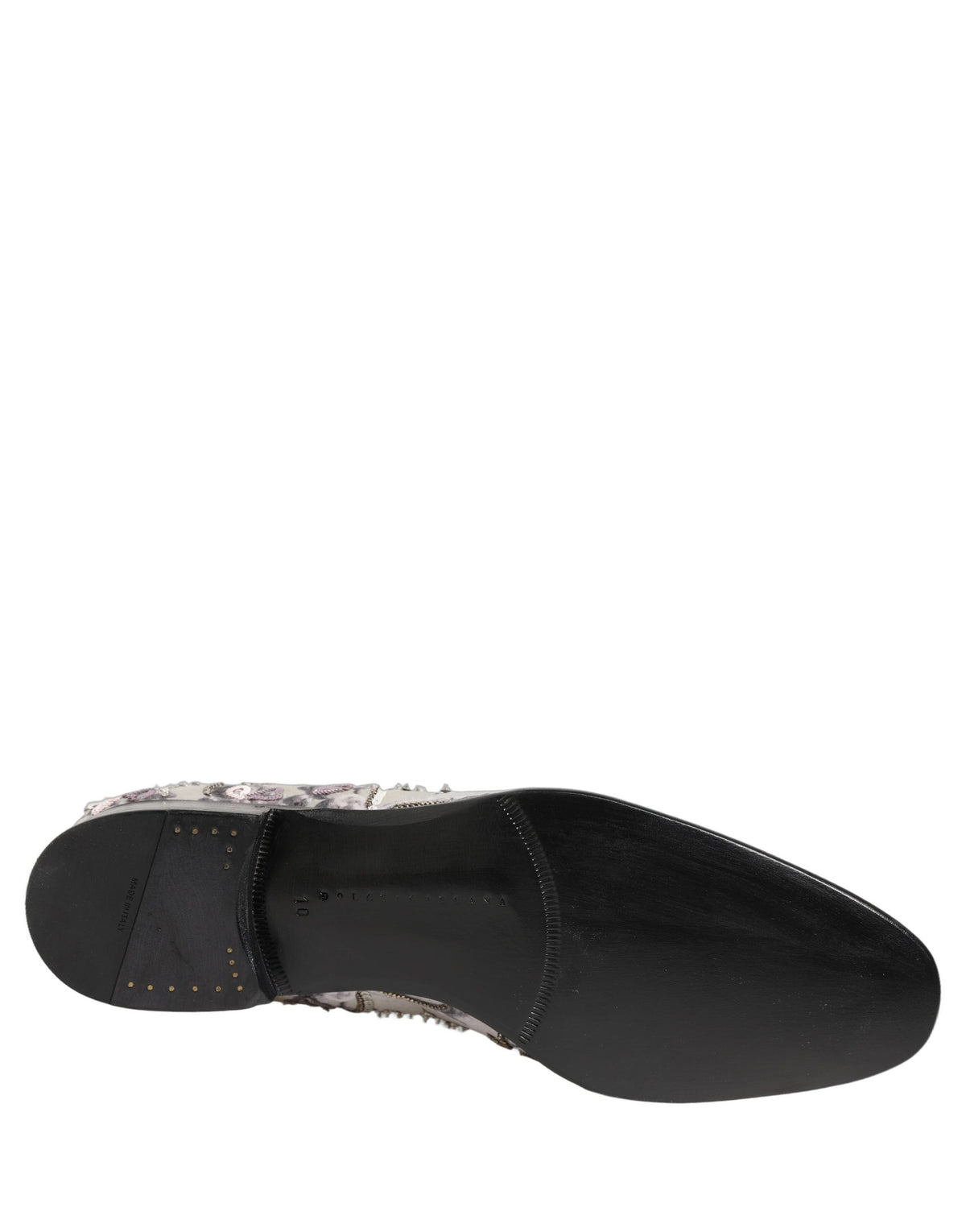 Dolce & Gabbana White Sequined Formal Slip On Loafers Shoes