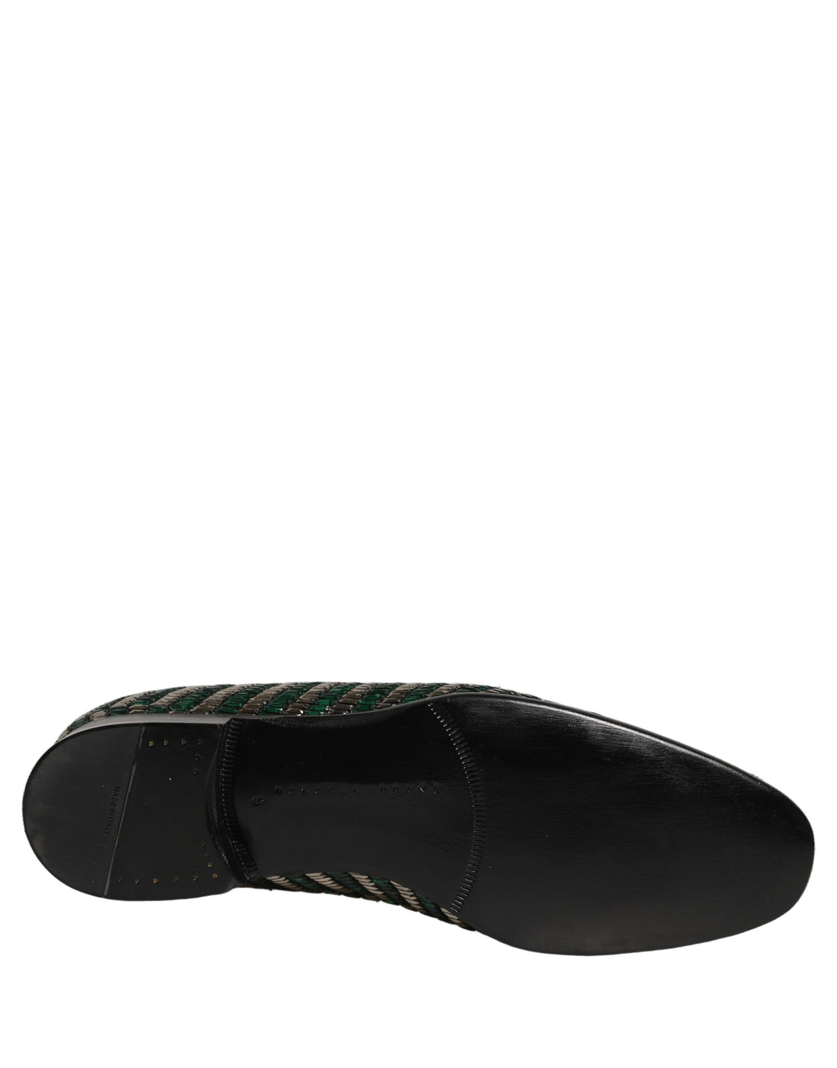 Dolce & Gabbana Silver Green Embellished Dress Loafers Shoes