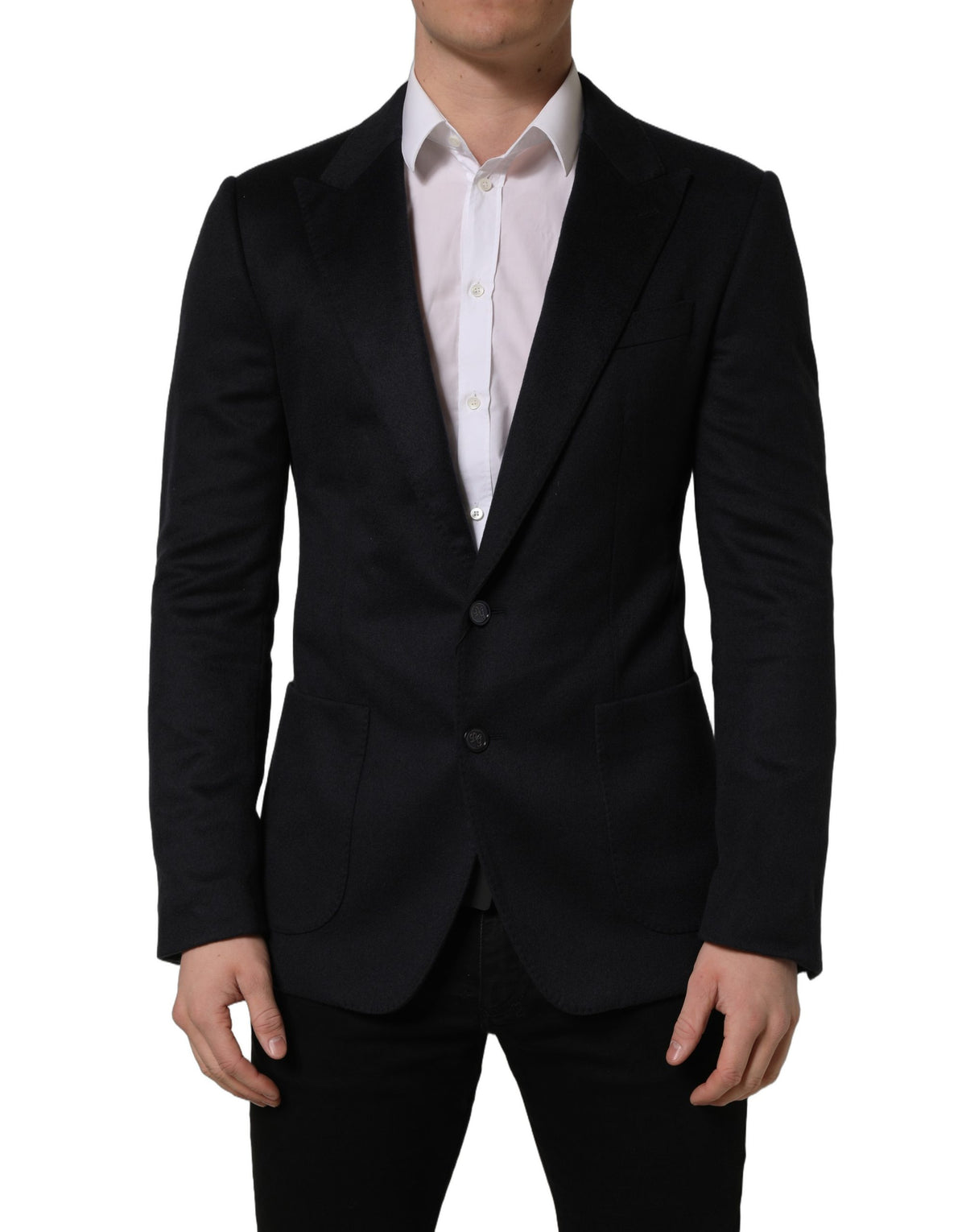 Dolce & Gabbana Blue Cashmere Single Breasted Blazer Jacket