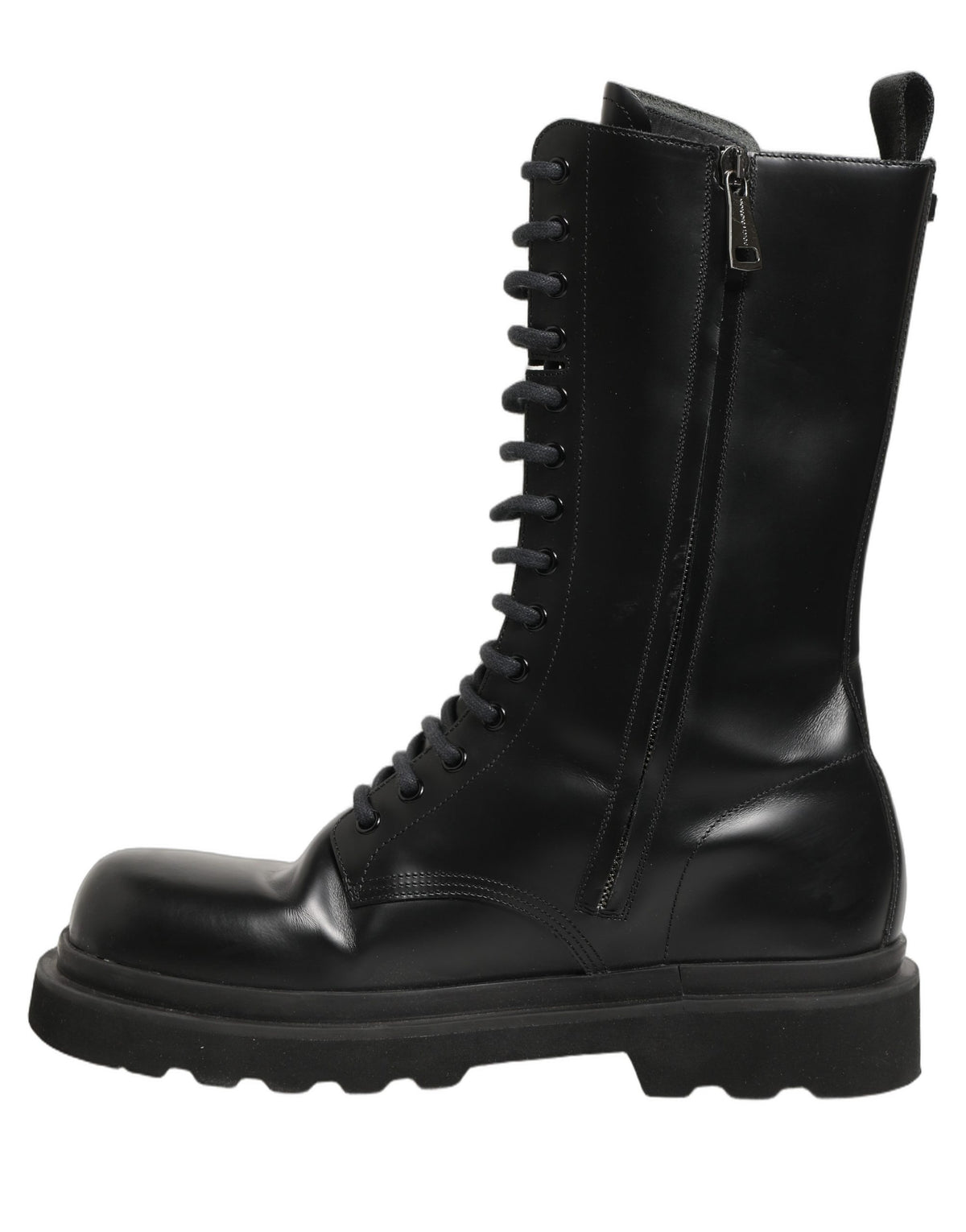 Dolce & Gabbana Black Leather Lace Up Men Combat Boots Shoes