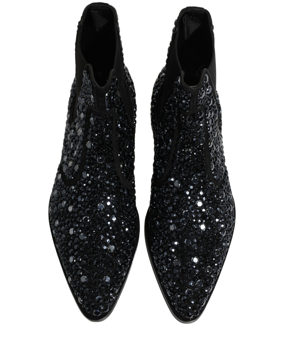 Dolce & Gabbana Black Embellished Chelsea Ankle Boots Shoes