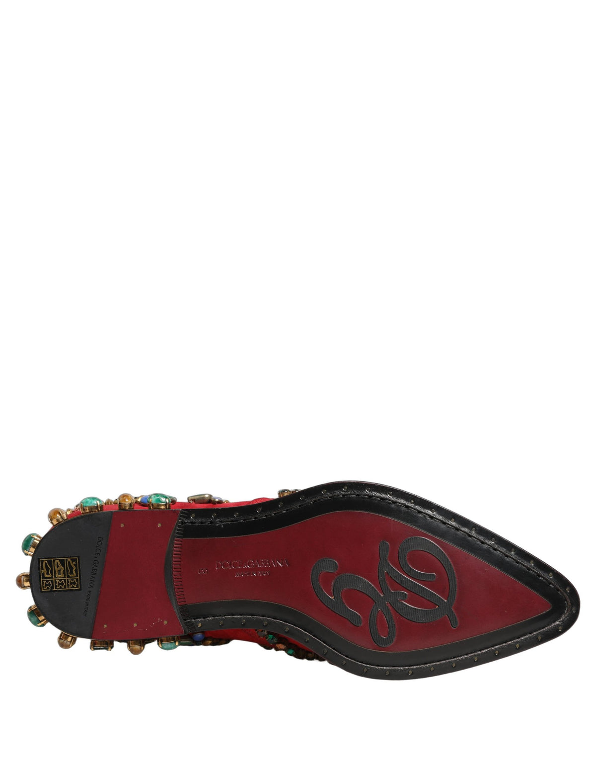 Dolce & Gabbana Red Embellished Chelsea Ankle Boots Shoes