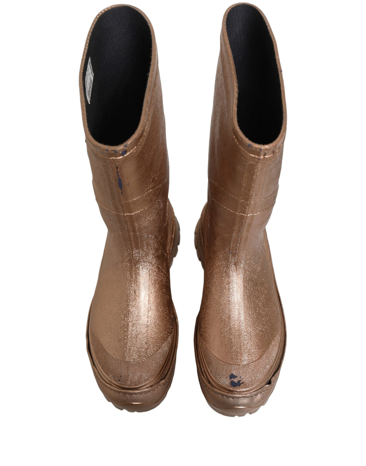 Dolce & Gabbana Rose Gold PVC Pull On Rain Boots Men Shoes