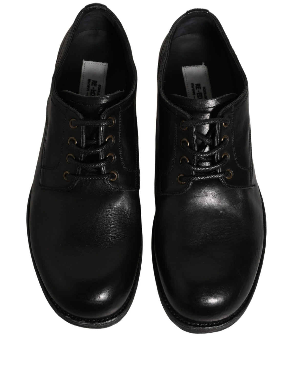 Dolce & Gabbana Black Leather Men Derby Dress Formal Shoes