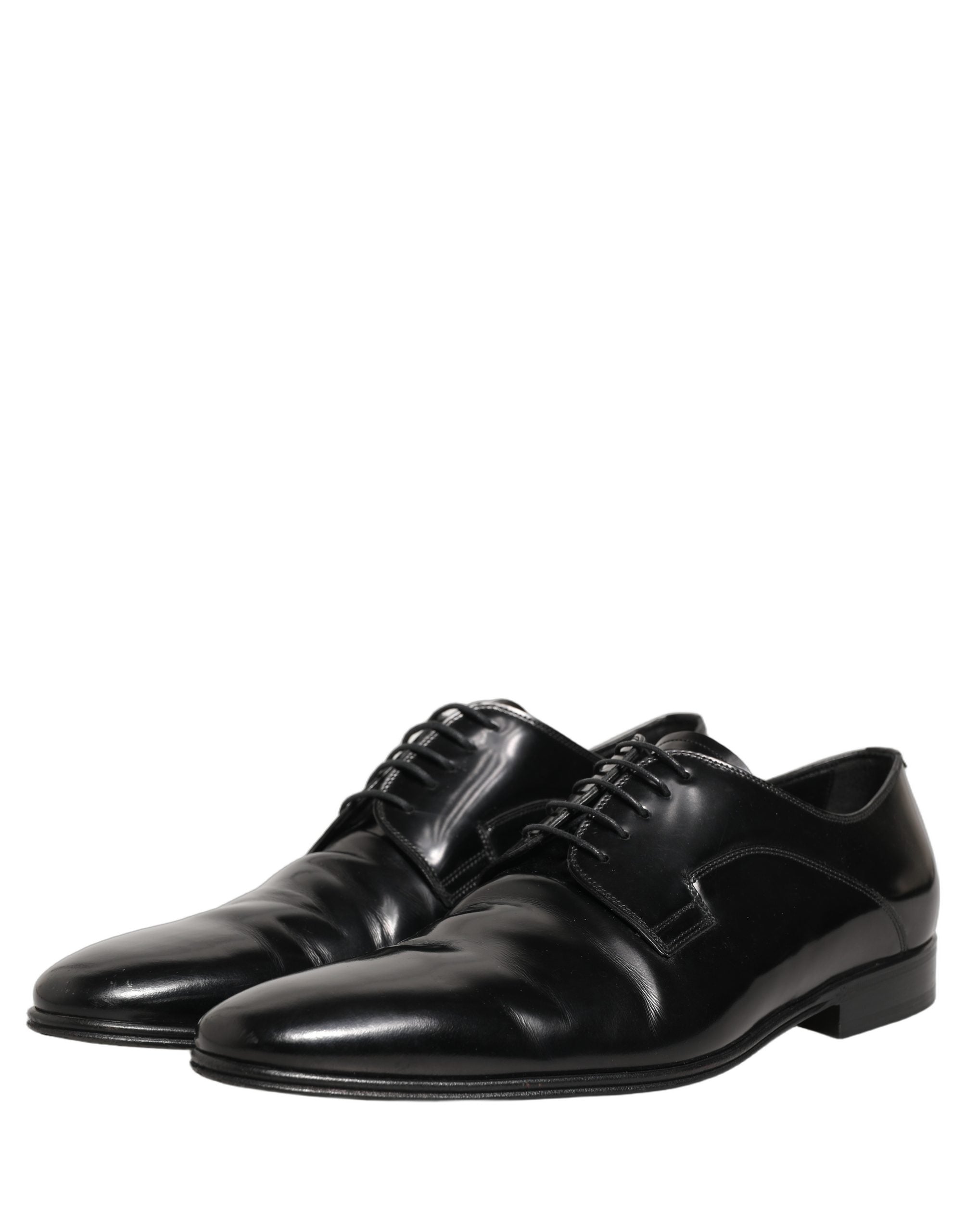 Dolce & Gabbana Black Leather Men Derby Dress Formal Shoes