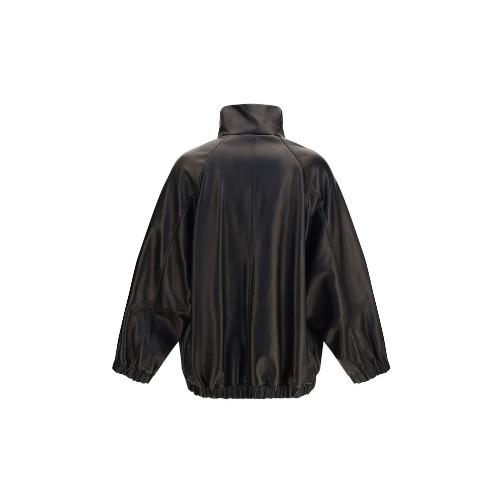 Brunello Cucinelli Black Lamb Ovis Aries Aries Leather Jacket