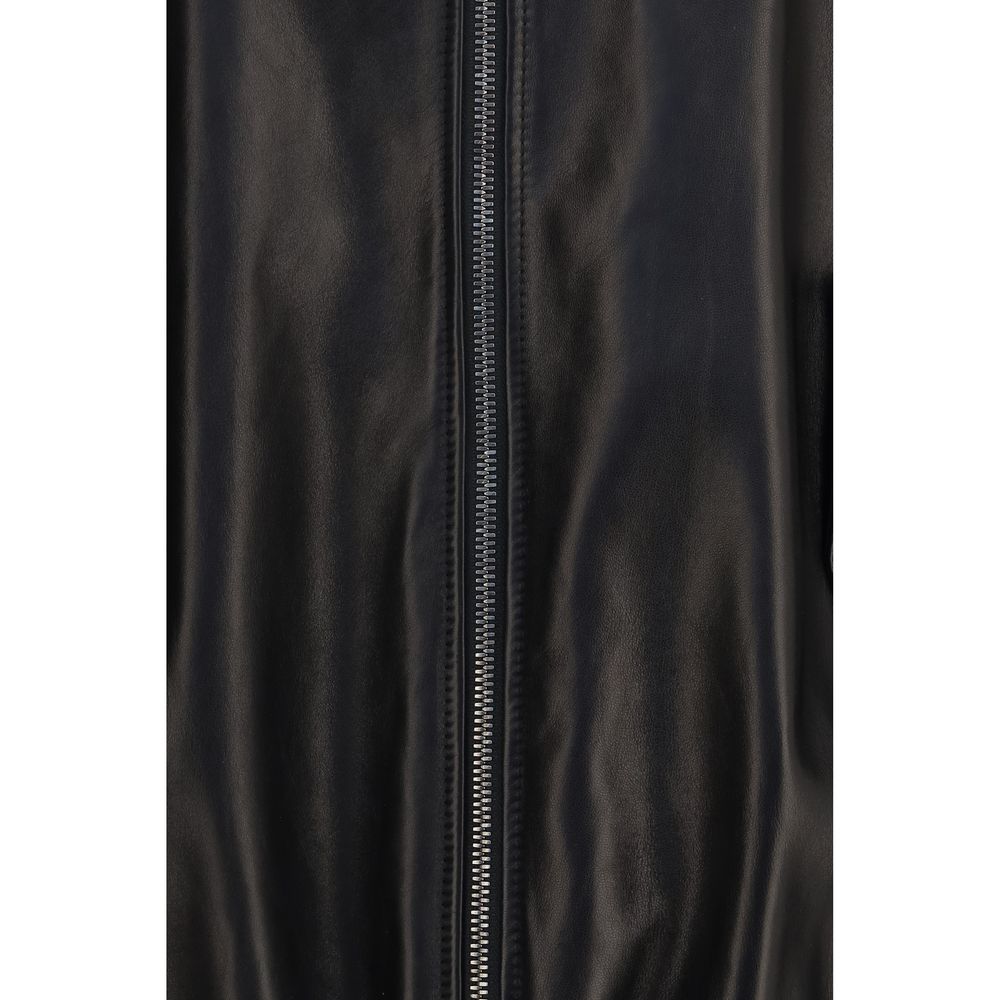 Brunello Cucinelli Black Lamb Ovis Aries Leather Jacket