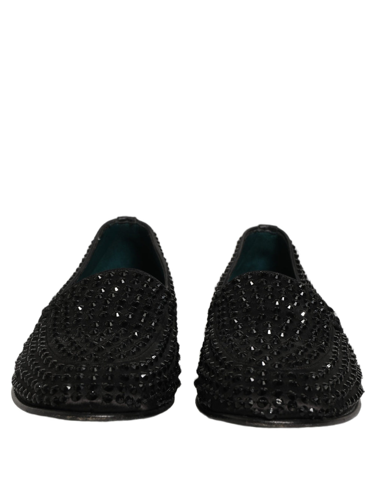 Dolce & Gabbana Black Rhinestone Embellished Loafers Shoes