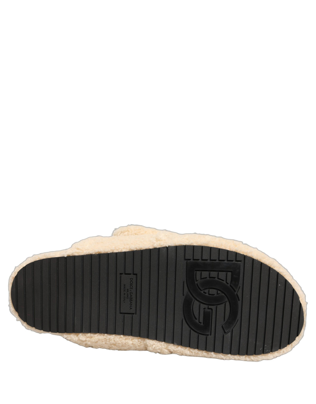 Dolce & Gabbana Beige Faux Fur Flats Men Slides Sandals Shoes