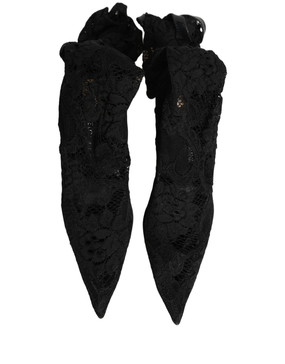 Dolce & Gabbana Black Taormina Lace Socks Boots Pumps Shoes