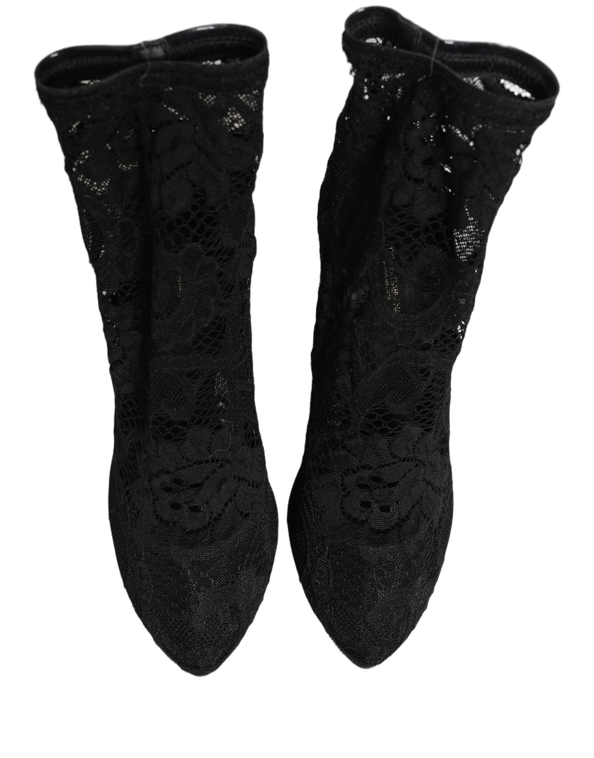 Dolce & Gabbana Black Socks Taormina Lace Pumps Boots Shoes