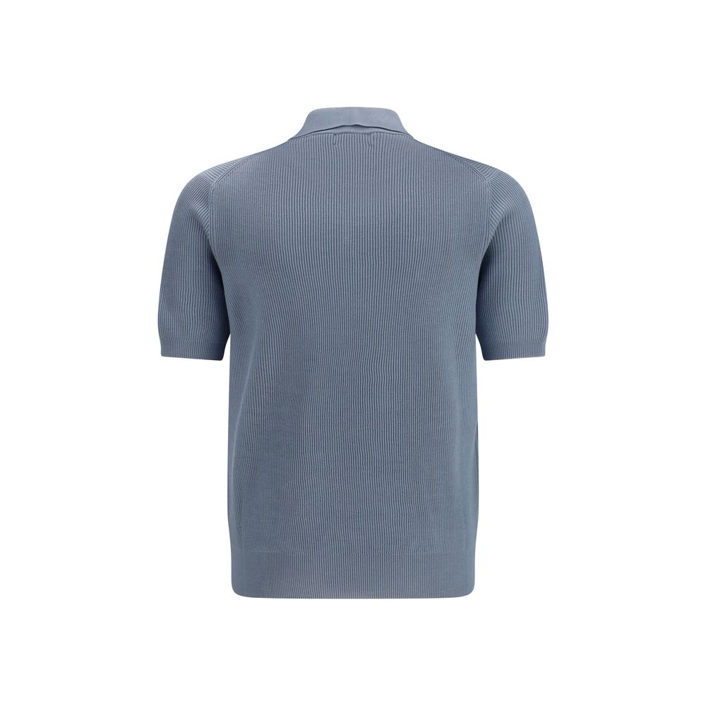 Brunello Cucinelli Blue Cotton Polo Shirt