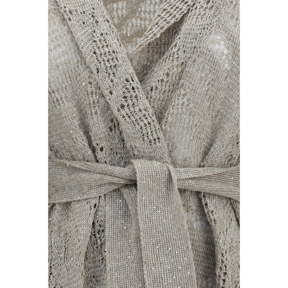 Brunello Cucinelli Beige Linen Cardigan