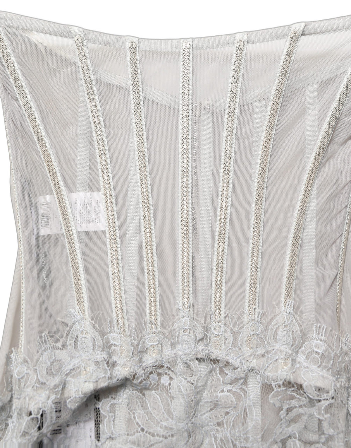 Dolce & Gabbana Gray Lace Corset Style Bodice Maxi Dress