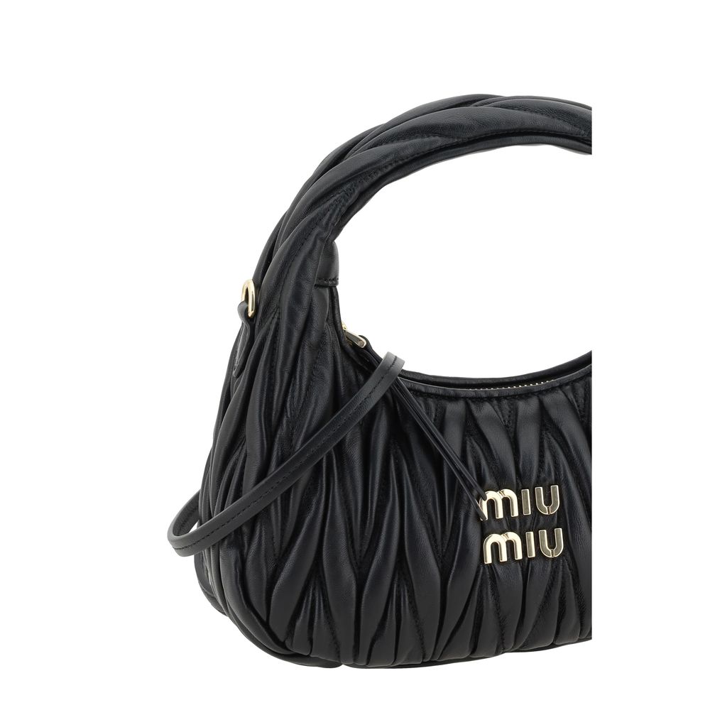 Miu Miu Black Calf Leather Bos Taurus Shoulder Bag