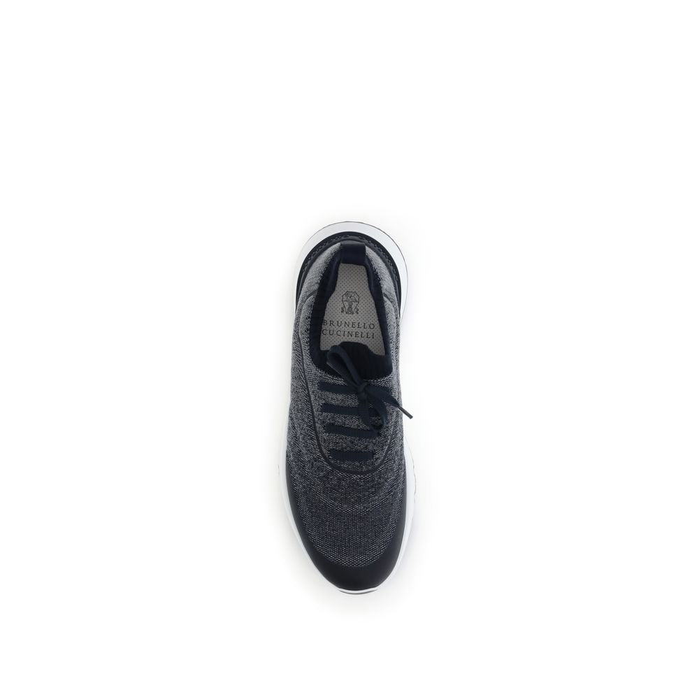 Brunello Cucinelli Gray Cotton Athletic Sneakers