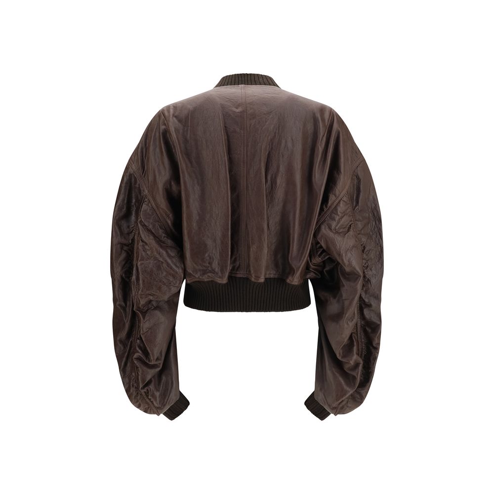 Rick Owens Brown Calf Leather Bos Taurus Bomber
