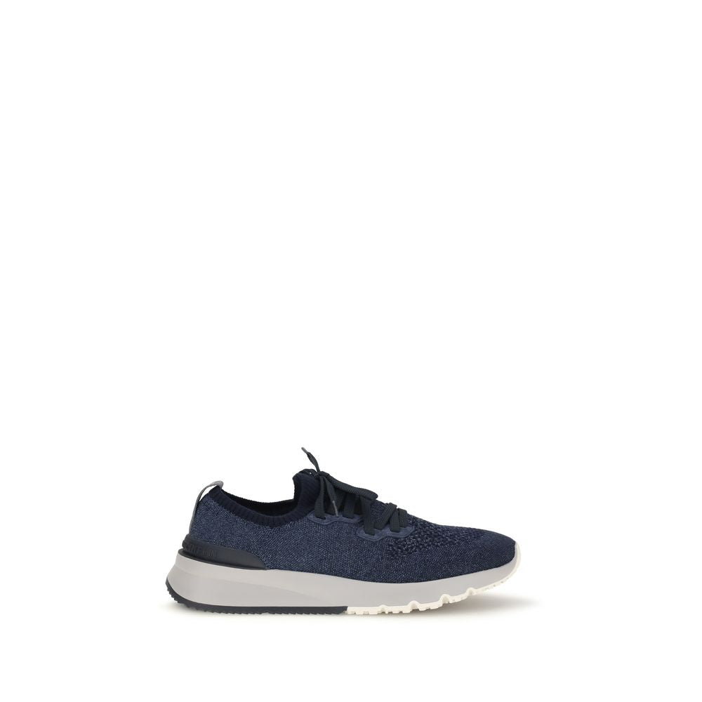 Brunello Cucinelli Blue Cotton Athletic Sneakers