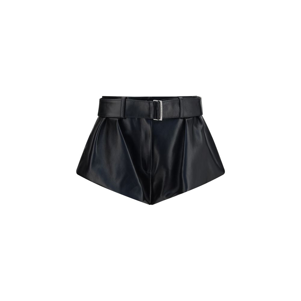 Magda Butrym Black Lambskin Bermuda Shorts