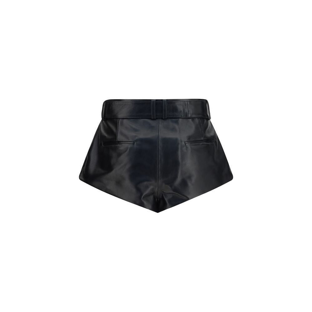 Magda Butrym Black Lambskin Bermuda Shorts
