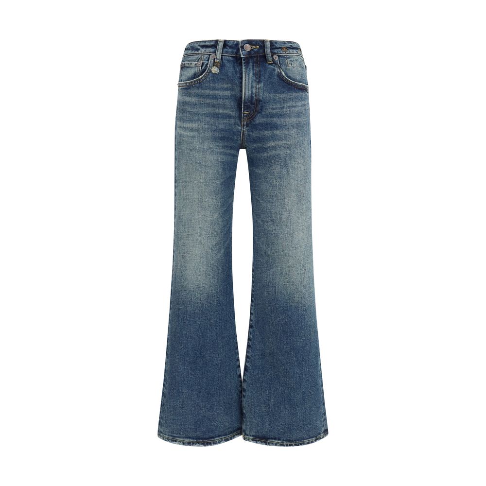R13 Blue Cotton Flared Jeans