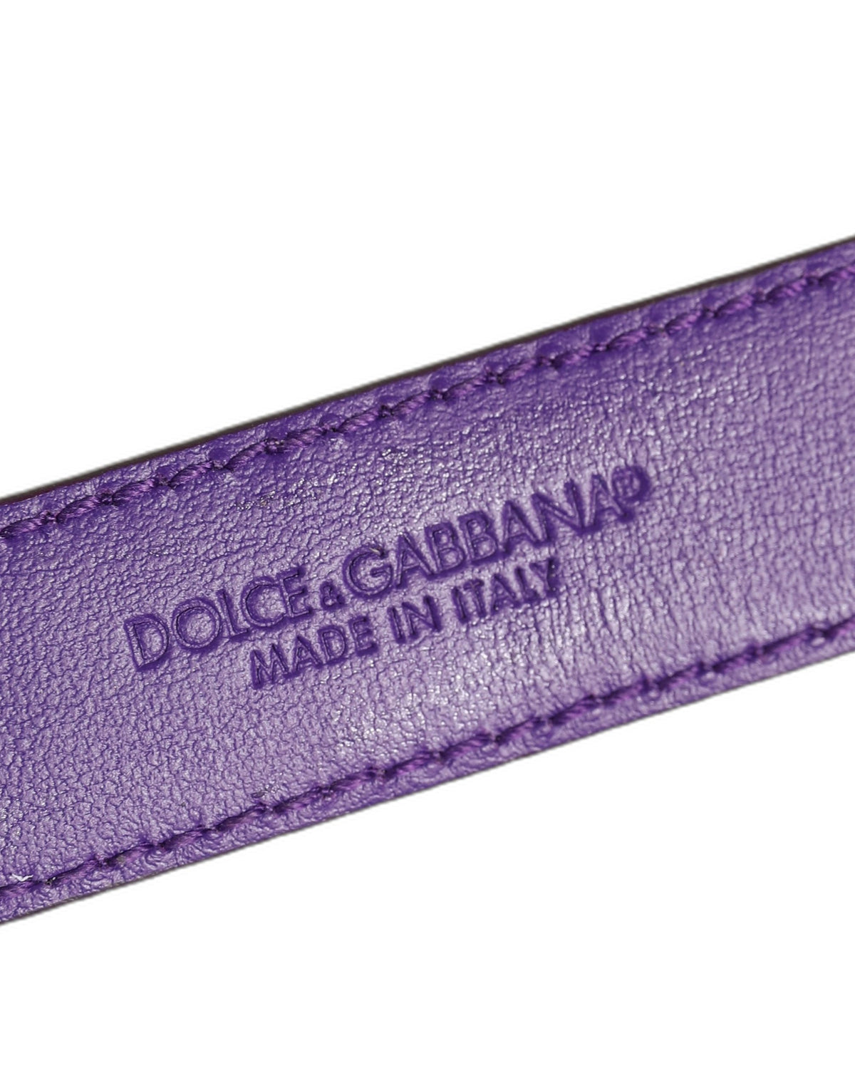 Dolce & Gabbana Violet Embossed Leather Gold Buckle Belt Strap Bracelet
