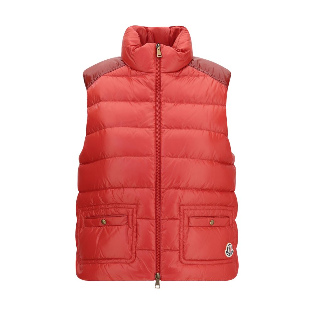 Moncler Red Polyamide Sleeveless Jacket